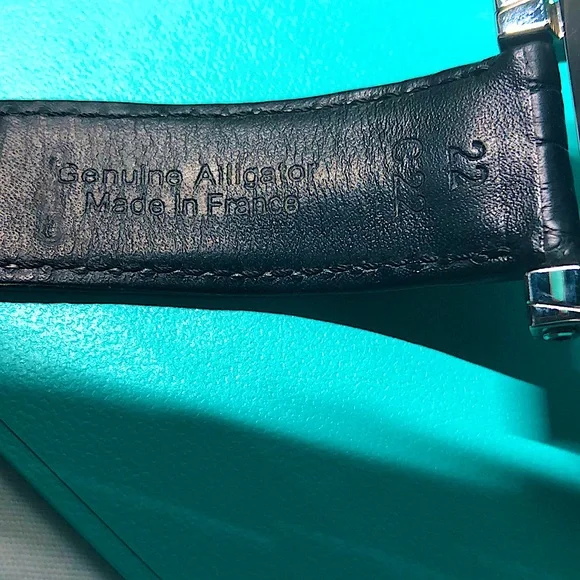 Tiffany & Co. Genuine Alligator & Stainless Steel Black Atlas Watch Gyromatic - Picture 6 of 16